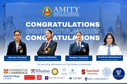 Amity Students Achieve Outstanding Global Selections to Ivy League and Top Global Universities