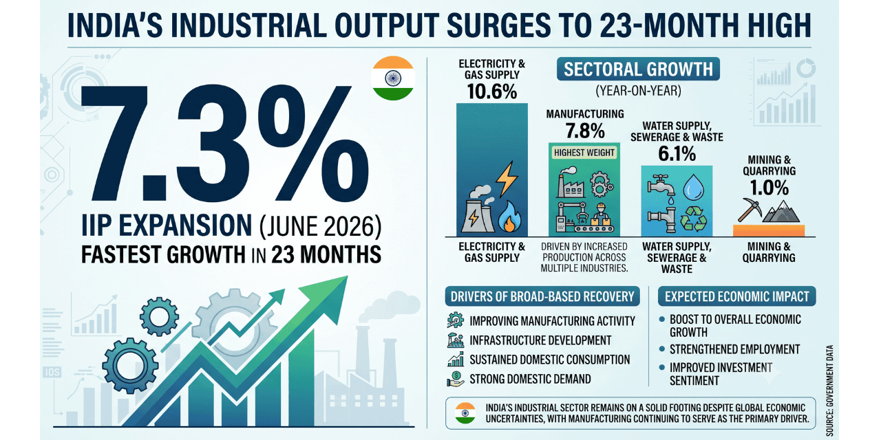 India’s Industrial Output Hits 23-Month High in June 2026